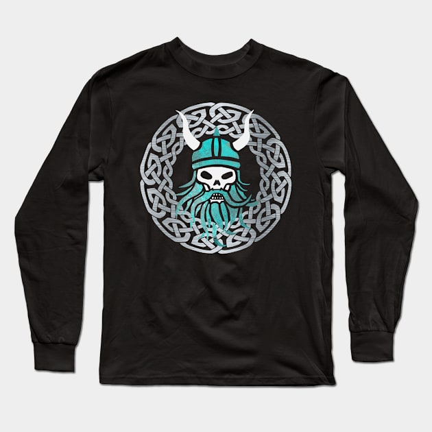 Viking Skull Long Sleeve T-Shirt by Wild Geometric